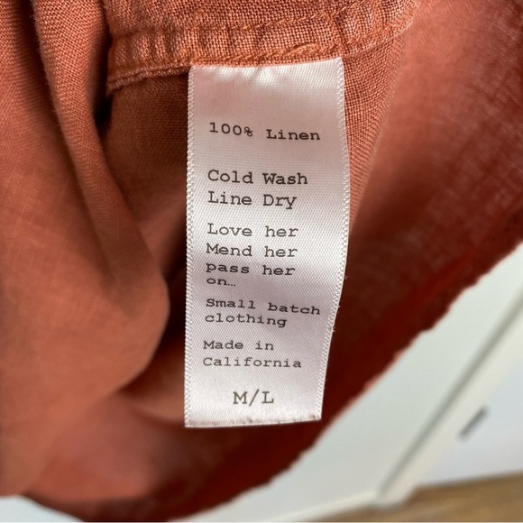 Linen Garmentory Garment Farmer Shift Dress Medium Large Lagenlook Rust Neutral - Picture 13 of 13